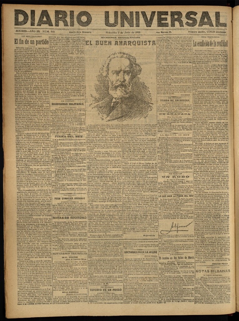 Miniatura de Diario Universal del 5 de julio de 1905, edición de tarde