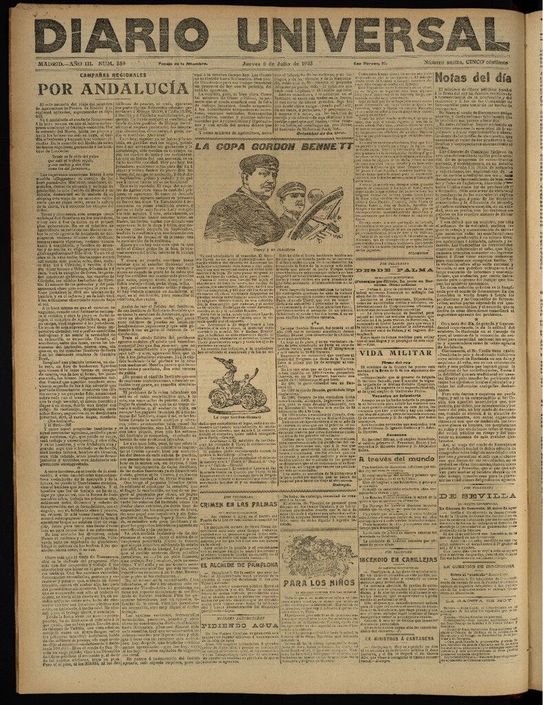 Miniatura de Diario Universal del 6 de julio de 1905, edición de noche