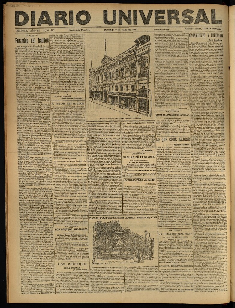 Miniatura de Diario Universal del 9 de julio de 1905, edición de noche