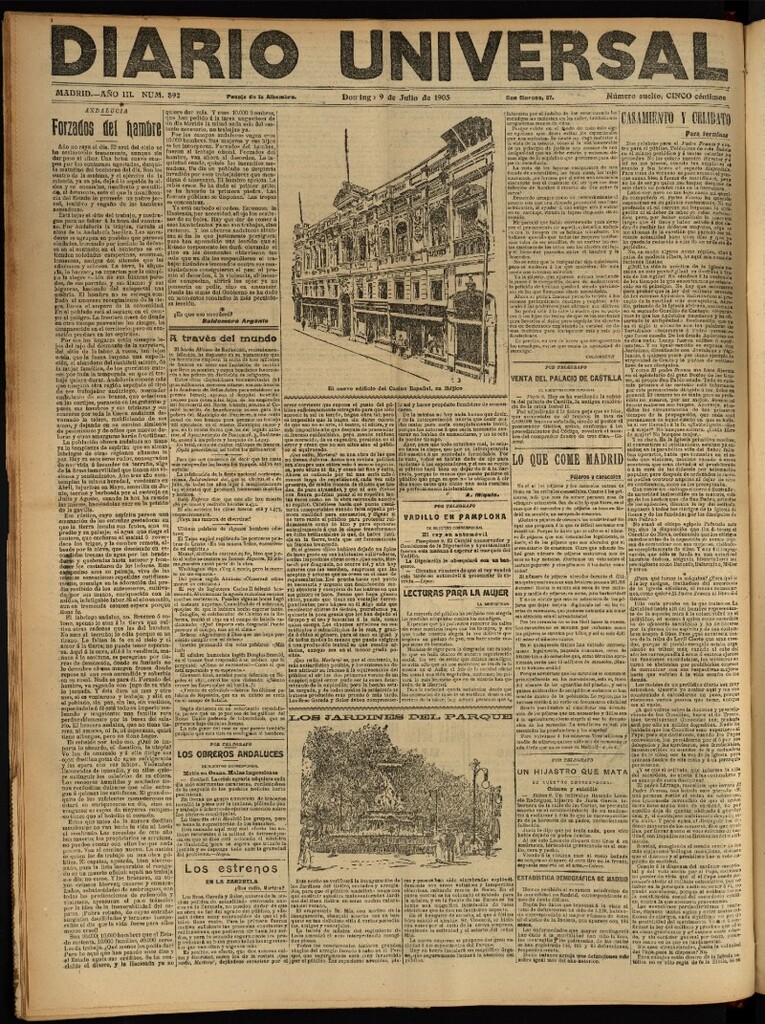 Miniatura de Diario Universal del 9 de julio de 1905, edición de tarde