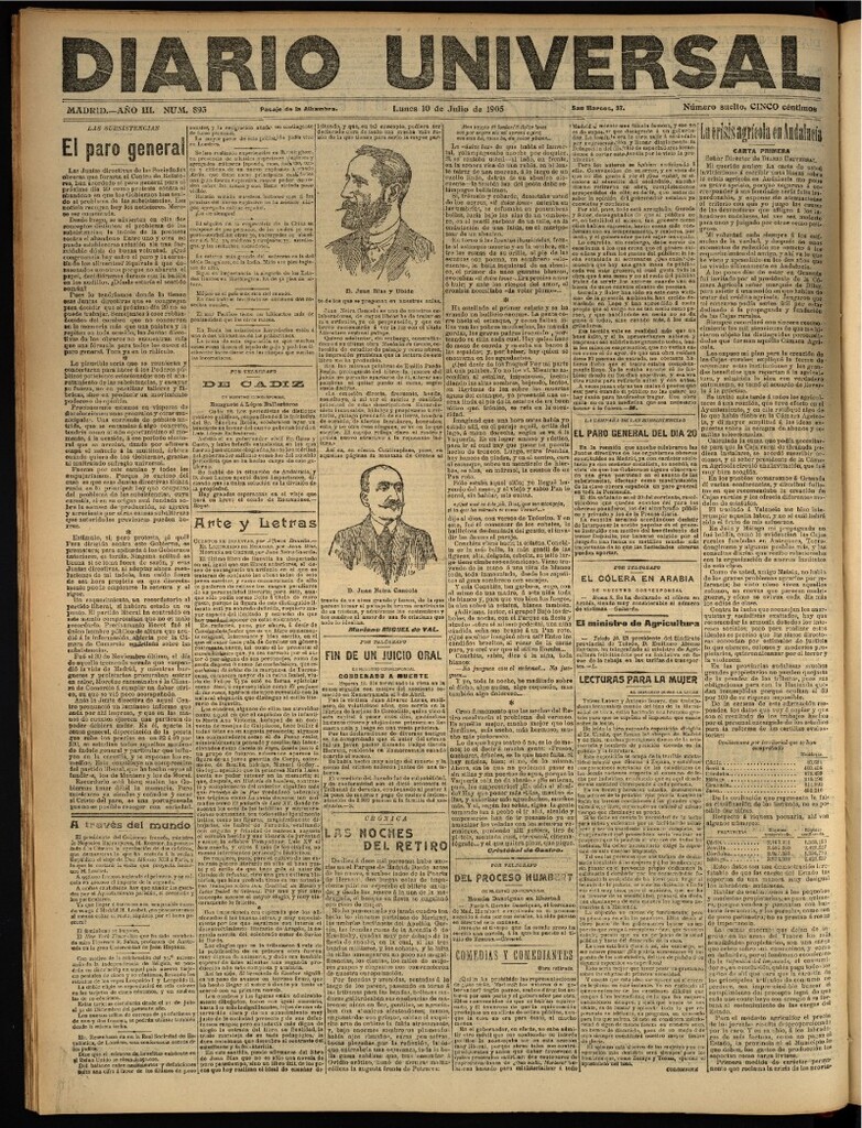 Miniatura de Diario Universal del 10 de julio de 1905, edición de noche