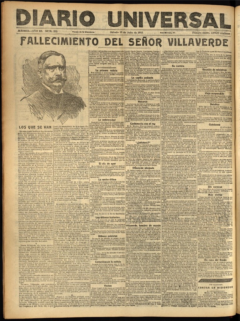 Miniatura de Diario Universal del 15 de julio de 1905, edición de tarde