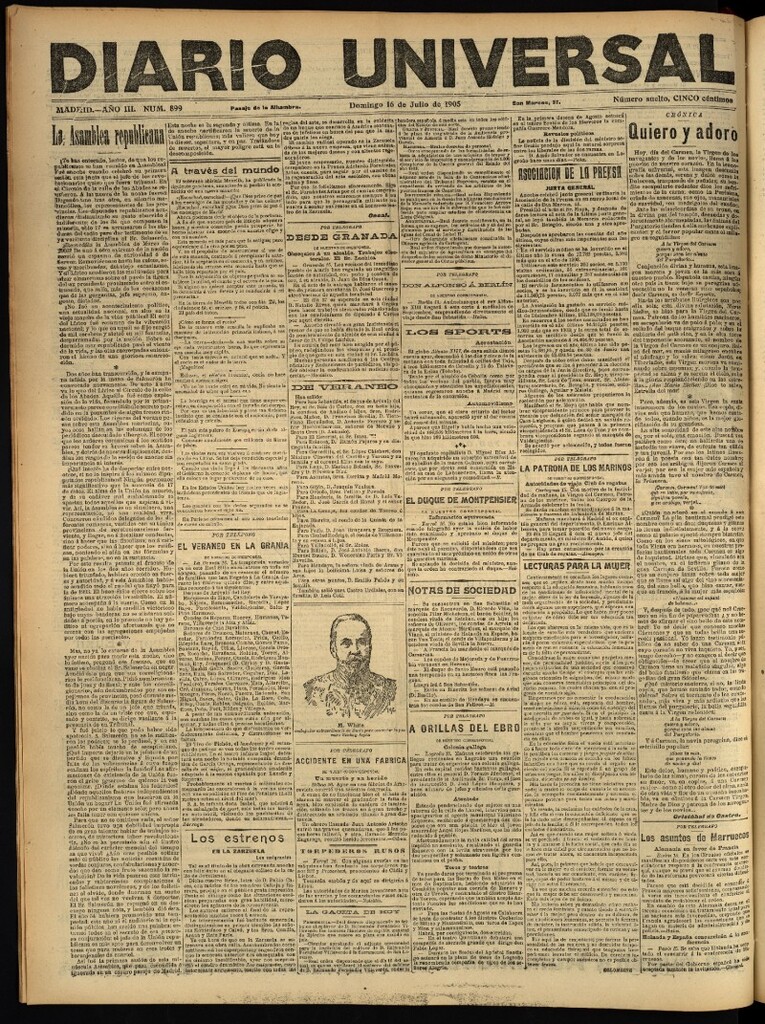 Miniatura de Diario Universal del 16 de julio de 1905, edición de noche