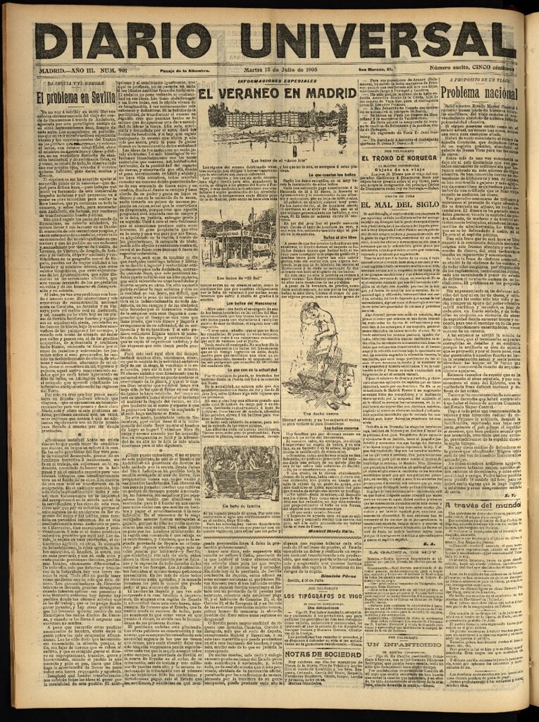 Miniatura de Diario Universal del 18 de julio de 1905, edición de noche