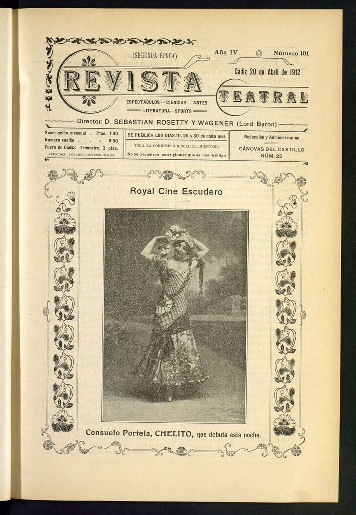 Miniatura de Revista Teatral, Literaria, Científica, de Bellas Artes y Espectáculos. Segunda época. Nº 101