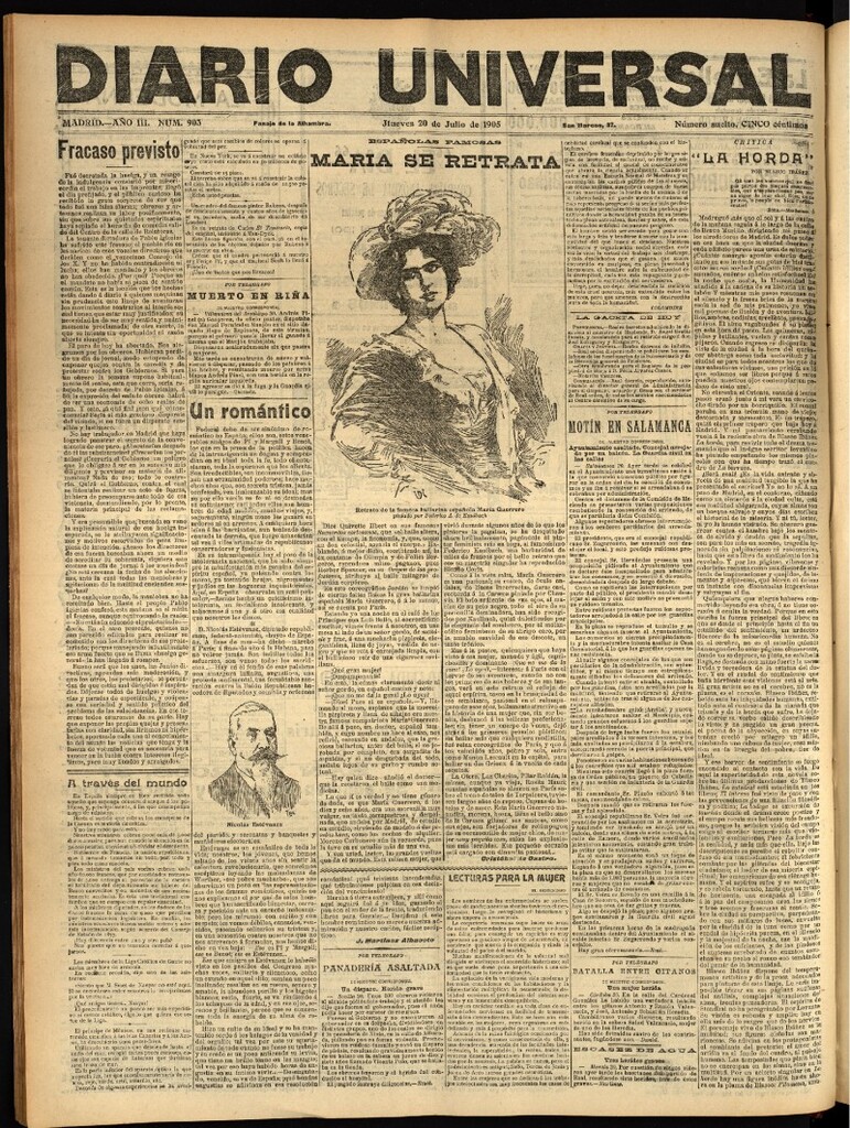 Miniatura de Diario Universal del 20 de julio de 1905, edición de tarde