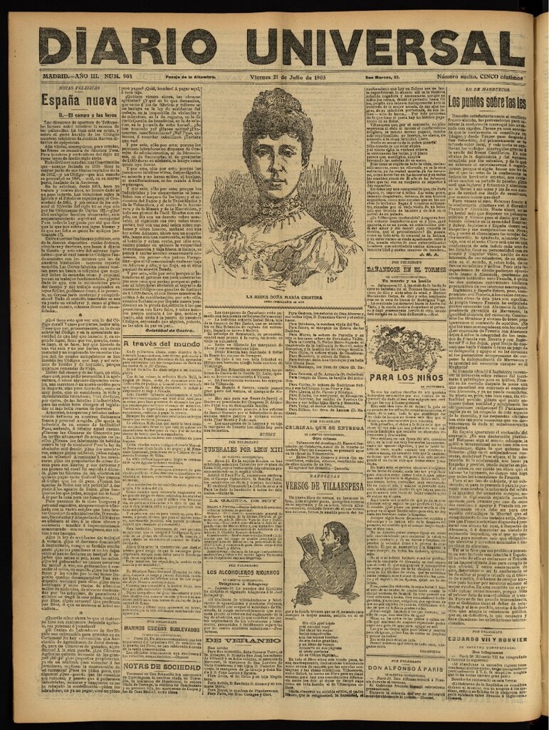 Miniatura de Diario Universal del 21 de julio de 1905, edición de tarde