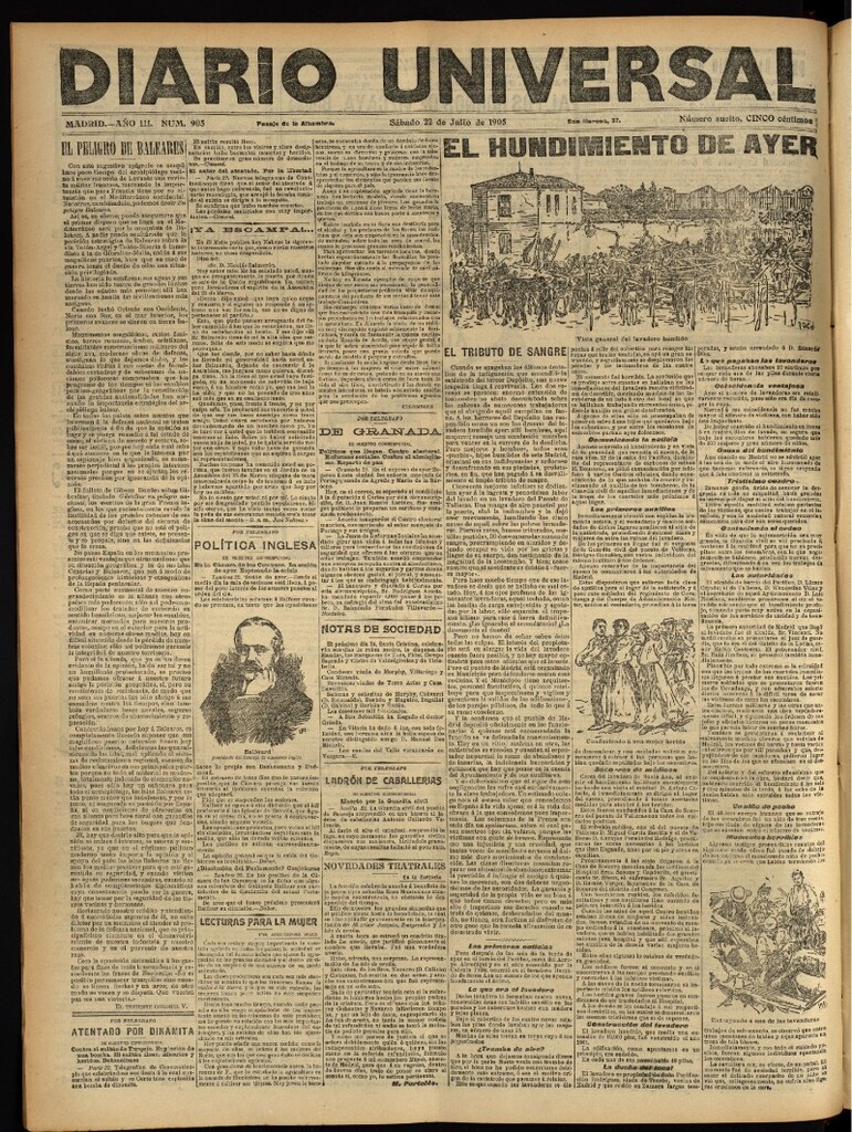 Miniatura de Diario Universal del 22 de julio de 1905, edición de tarde