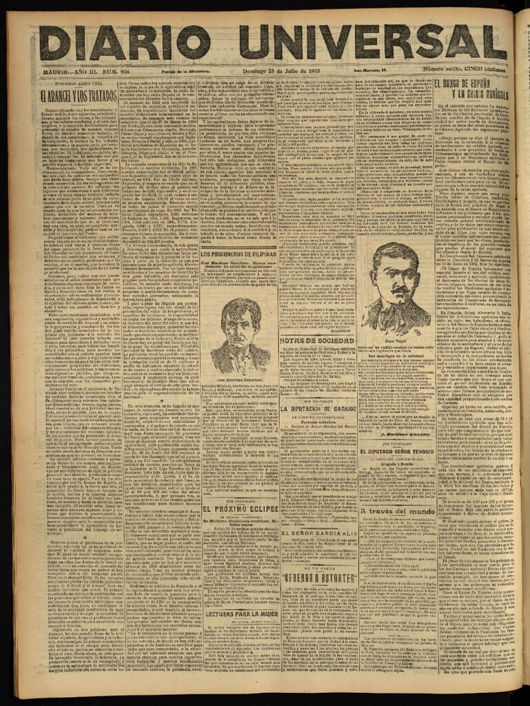 Miniatura de Diario Universal del 23 de julio de 1905, edición de tarde