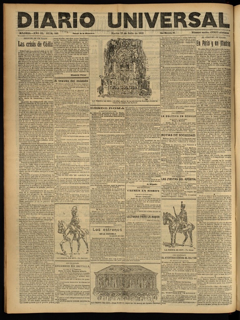 Miniatura de Diario Universal del 25 de julio de 1905, edición de tarde