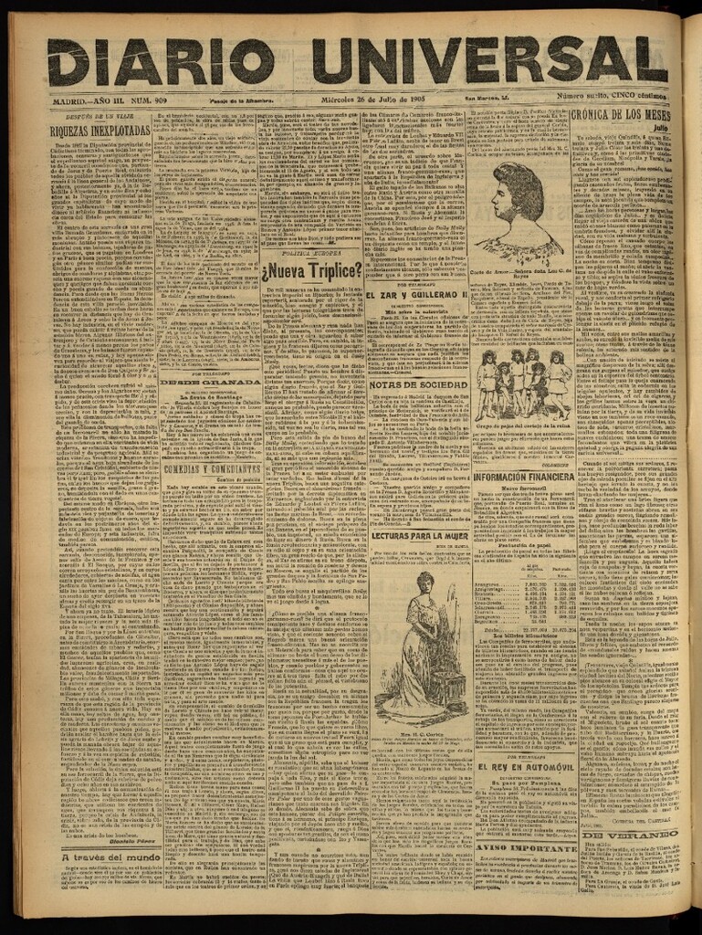 Miniatura de Diario Universal del 26 de julio de 1905, edición de tarde