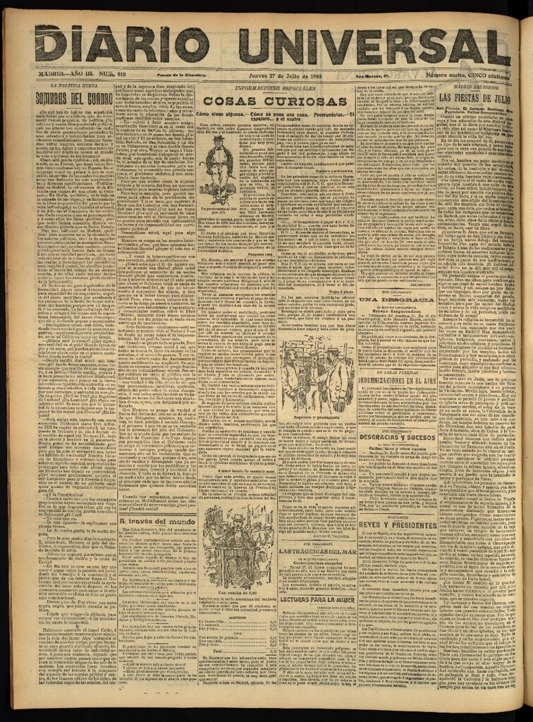 Miniatura de Diario Universal del 27 de julio de 1905, edición de noche