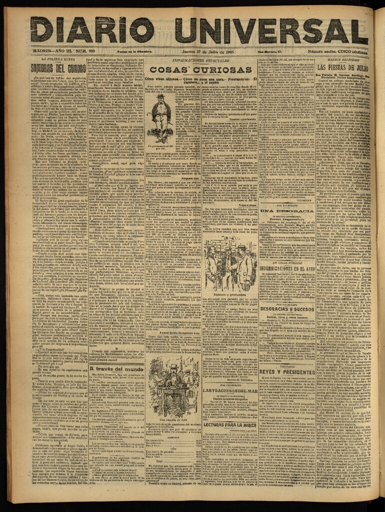 Miniatura de Diario Universal del 27 de julio de 1905, edición de tarde