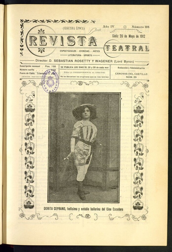 Miniatura de Revista Teatral, Literaria, Científica, de Bellas Artes y Espectáculos. Segunda época. Nº 104