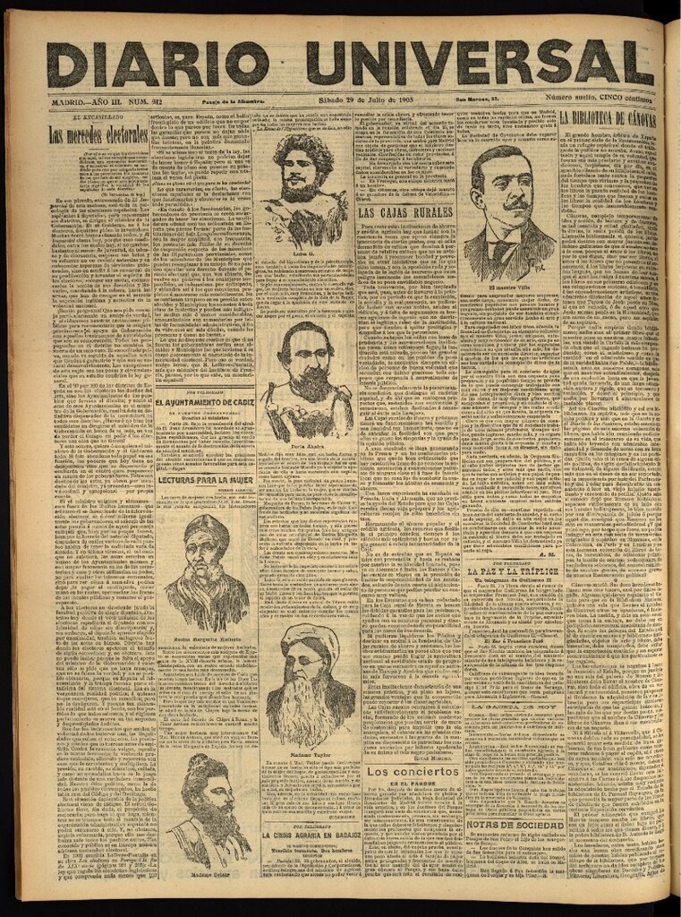 Miniatura de Diario Universal del 29 de julio de 1905, edición de noche