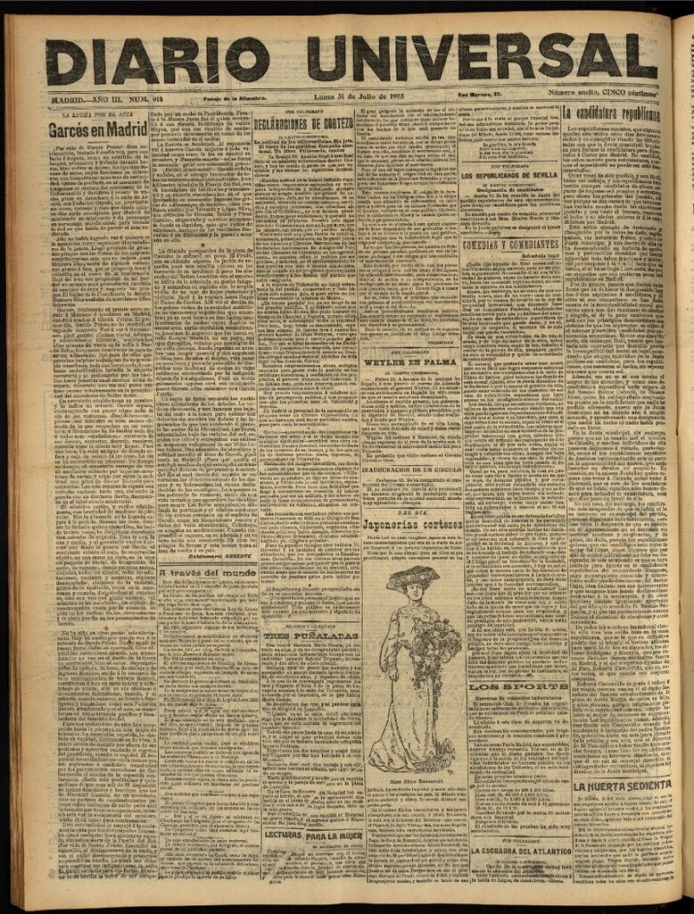 Miniatura de Diario Universal del 31 de julio de 1905, edición de tarde