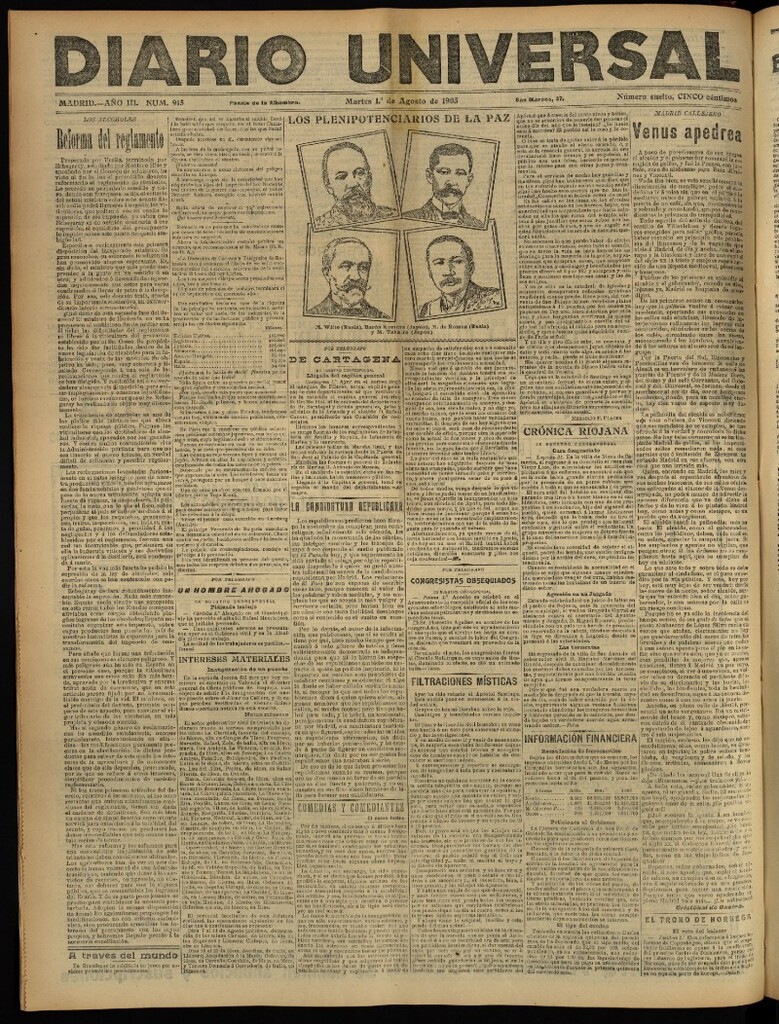 Miniatura de Diario Universal del 1 de agosto de 1905, edición de tarde