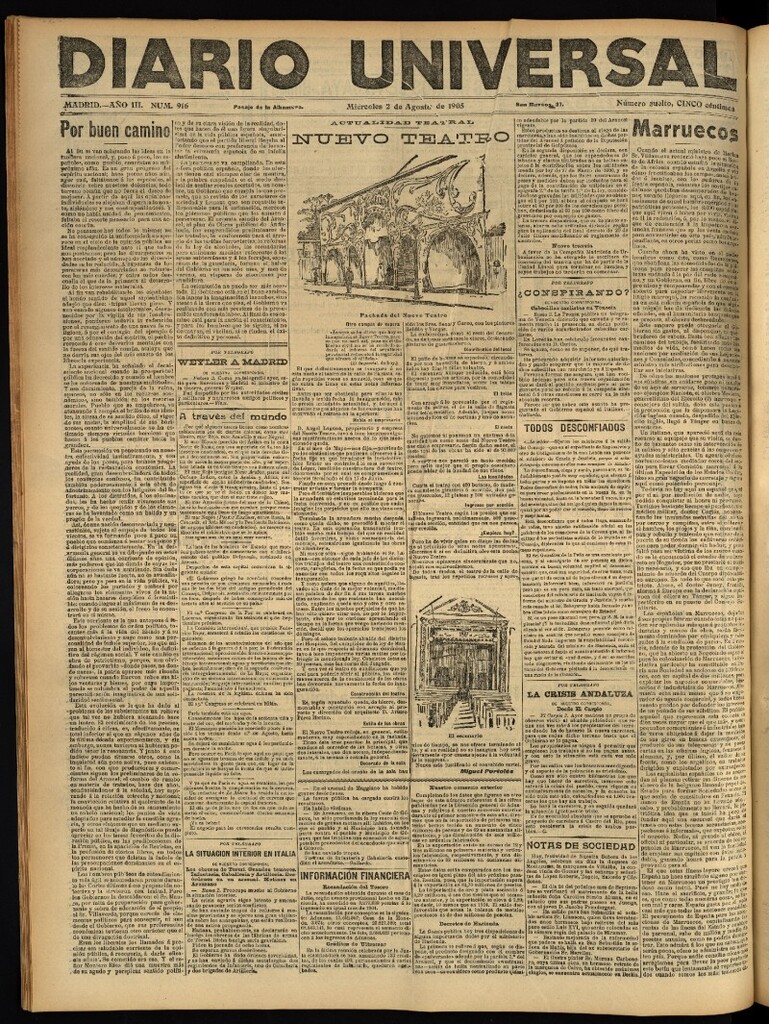 Miniatura de Diario Universal del 2 de agosto de 1905, edición de noche