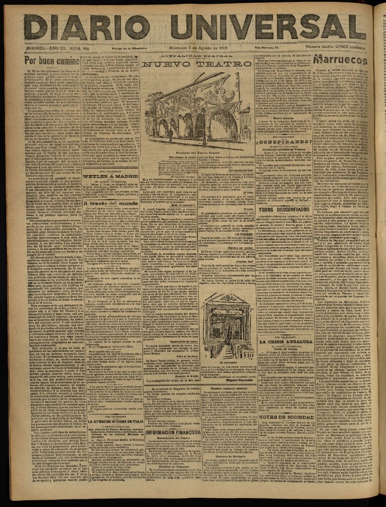 Miniatura de Diario Universal del 2 de agosto de 1905, edición de tarde