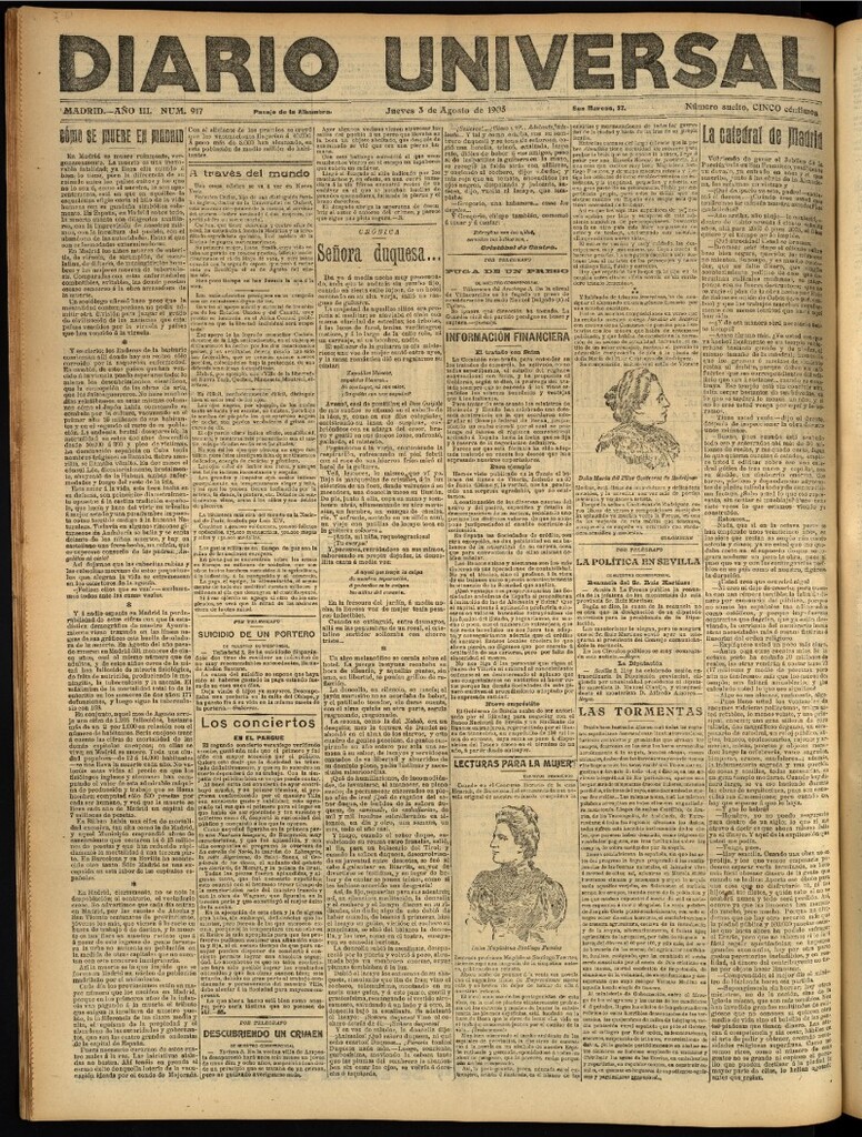 Miniatura de Diario Universal del 3 de agosto de 1905, edición de noche