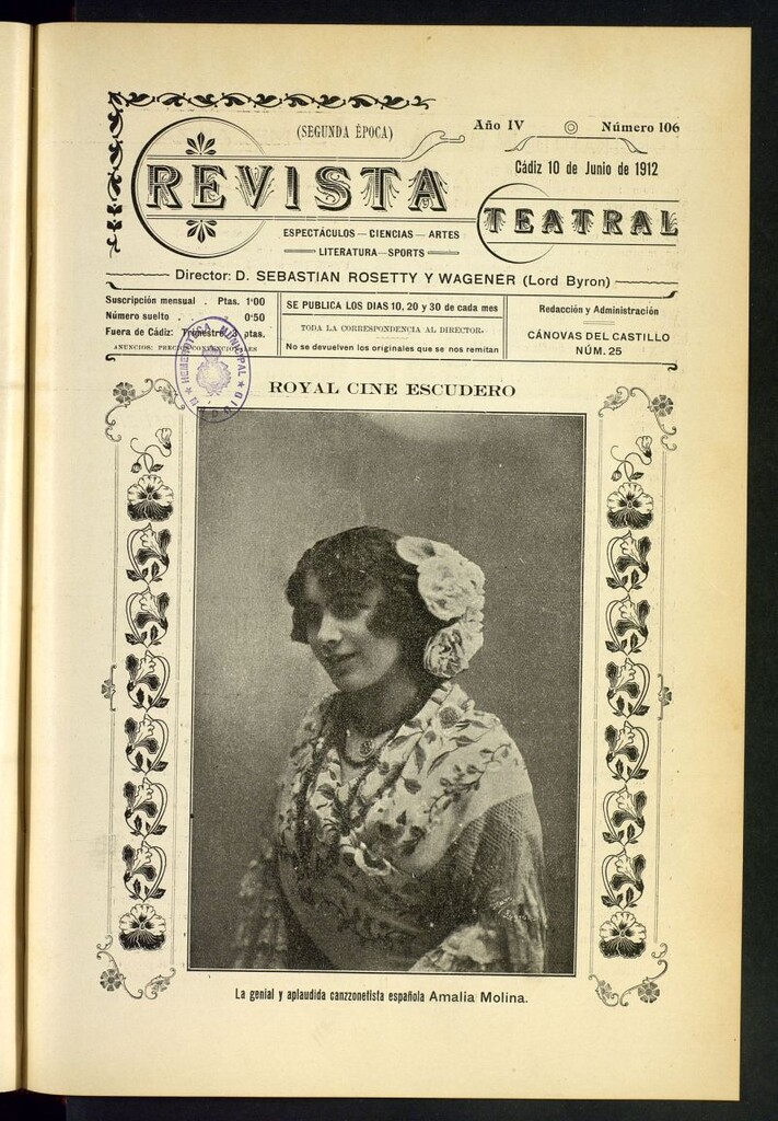 Miniatura de Revista Teatral, Literaria, Científica, de Bellas Artes y Espectáculos. Segunda época. Nº 106