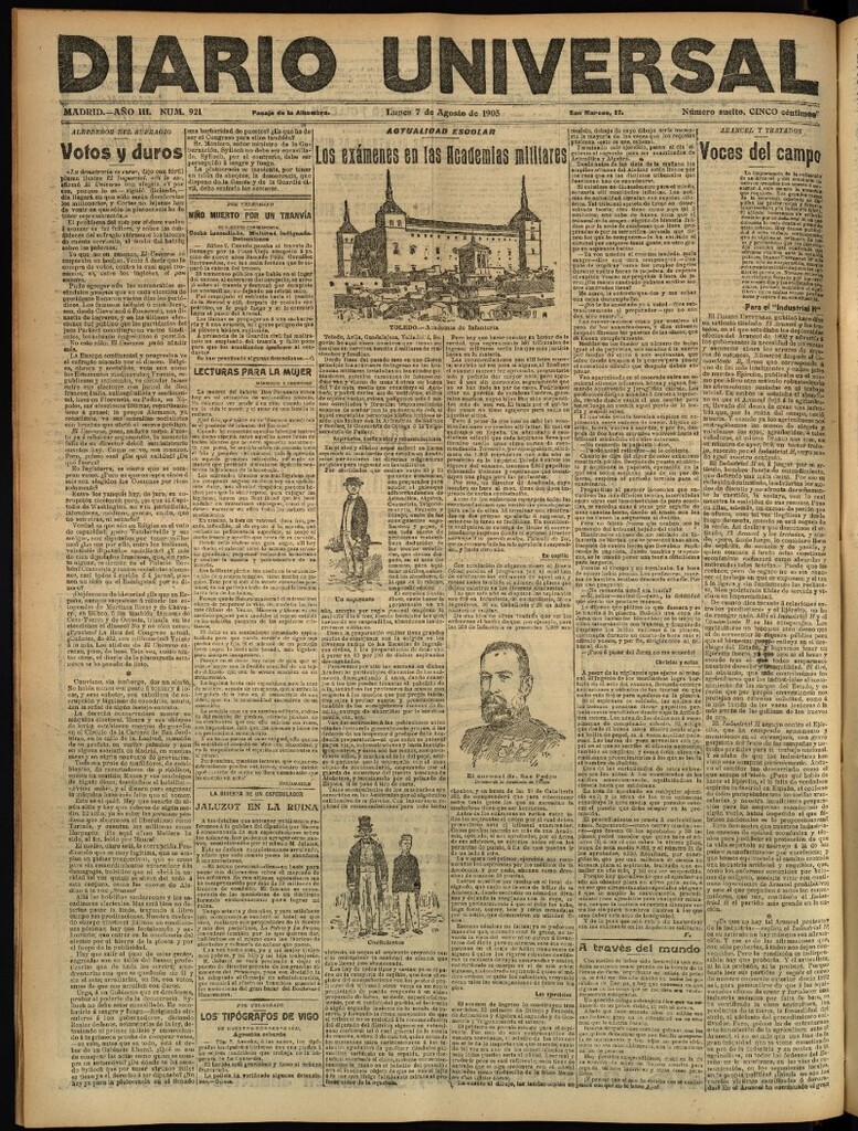 Miniatura de Diario Universal del 7 de agosto de 1905, edición de tarde