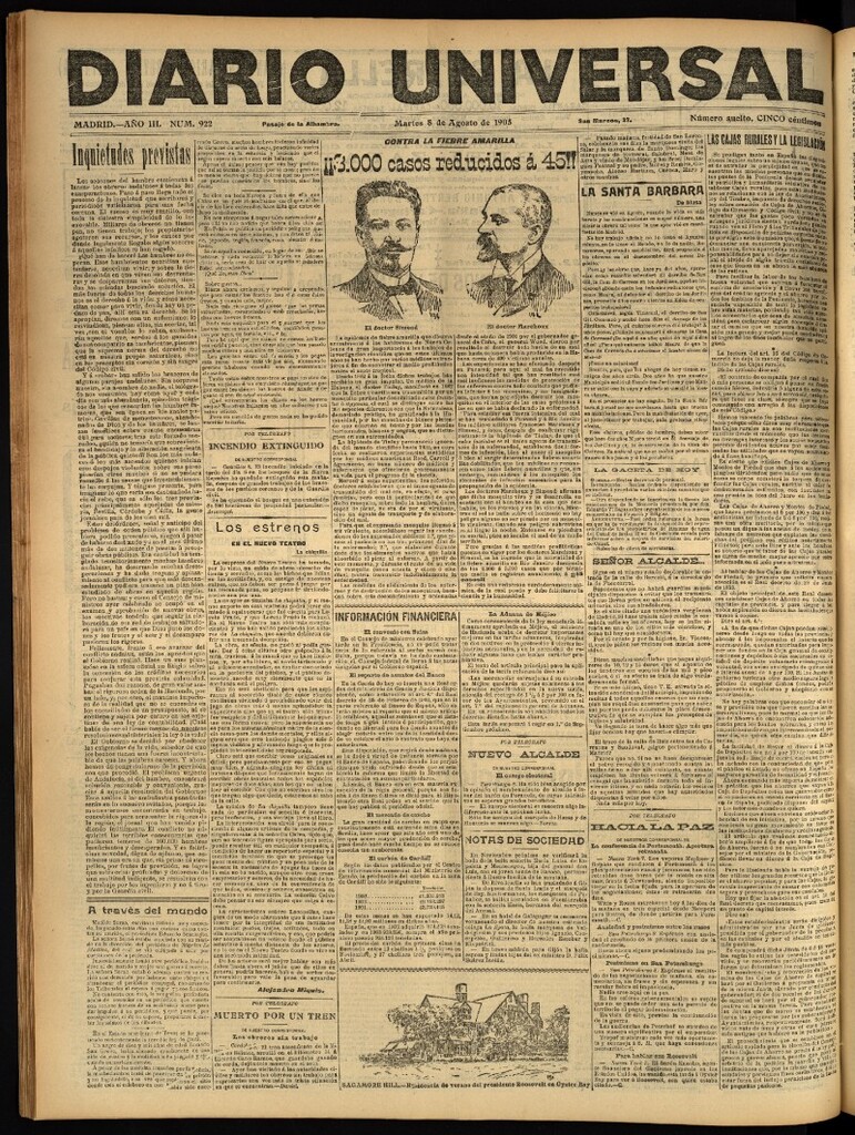 Miniatura de Diario Universal del 8 de agosto de 1905, edición de noche