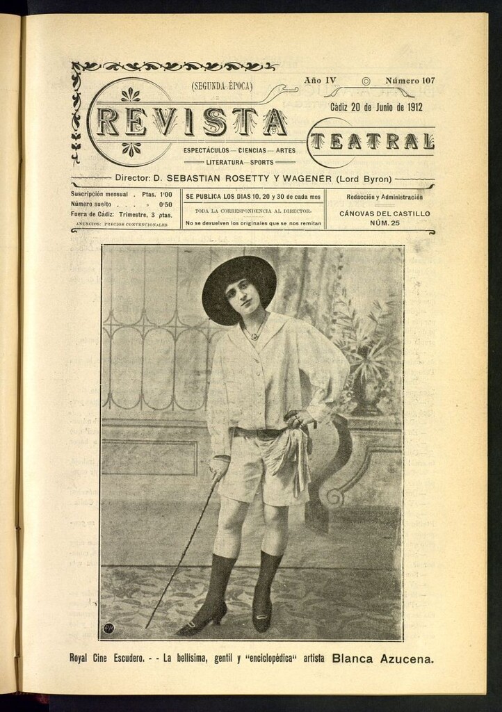 Miniatura de Revista Teatral, Literaria, Científica, de Bellas Artes y Espectáculos. Segunda época. Nº 107