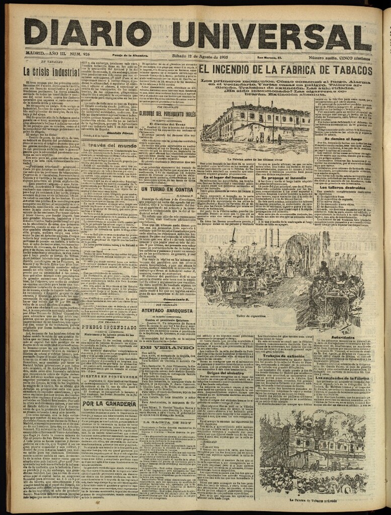 Miniatura de Diario Universal del 12 de agosto de 1905, edición de tarde