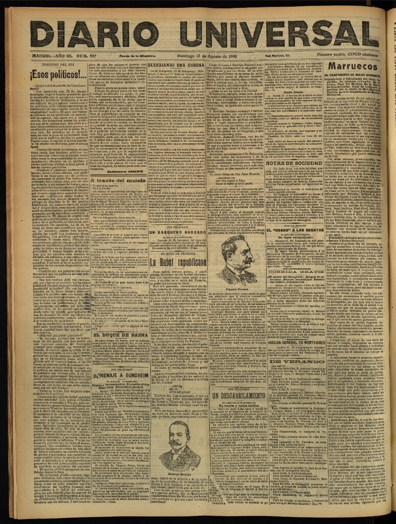 Miniatura de Diario Universal del 13 de agosto de 1905, edición de tarde