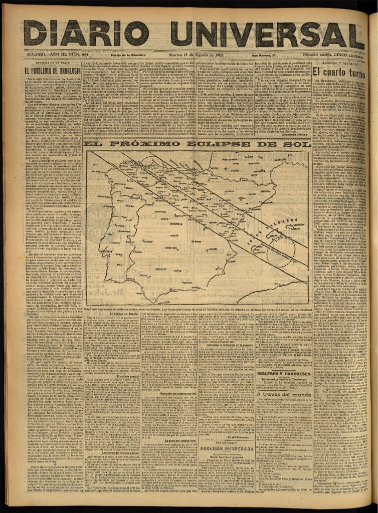 Miniatura de Diario Universal del 15 de agosto de 1905, edición de noche