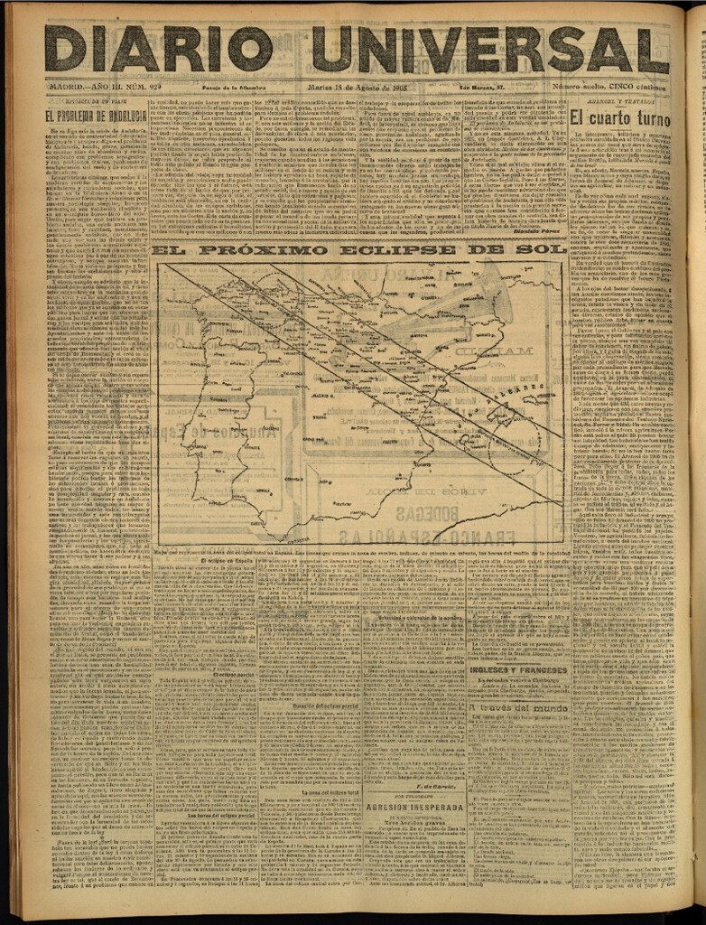 Miniatura de Diario Universal del 15 de agosto de 1905, edición de tarde