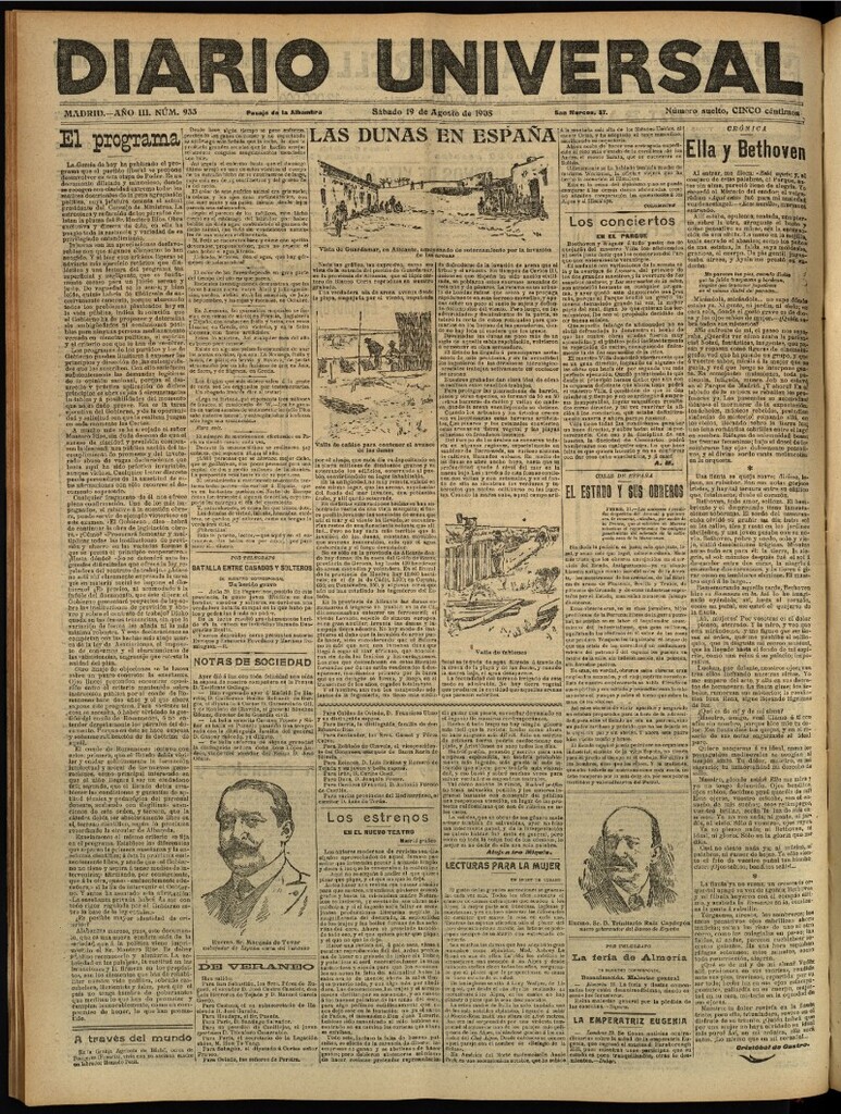 Miniatura de Diario Universal del 19 de agosto de 1905, edición de tarde