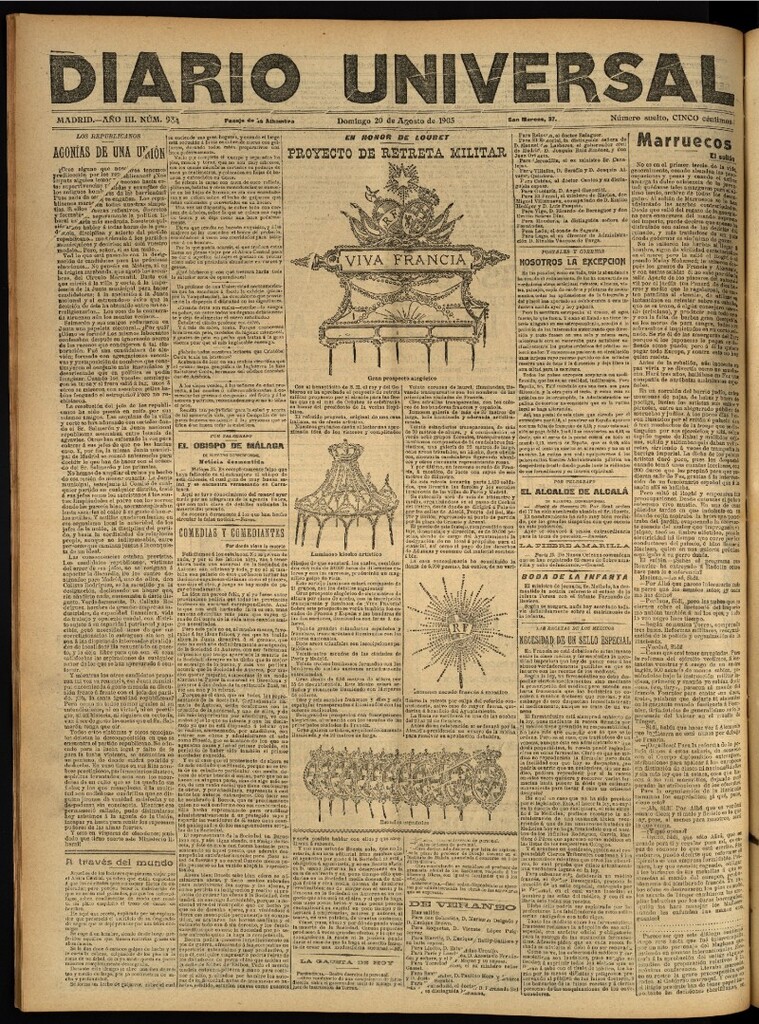 Miniatura de Diario Universal del 20 de agosto de 1905, edición de noche