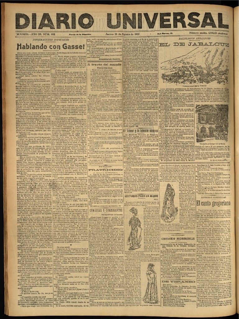 Miniatura de Diario Universal del 24 de agosto de 1905, edición de noche