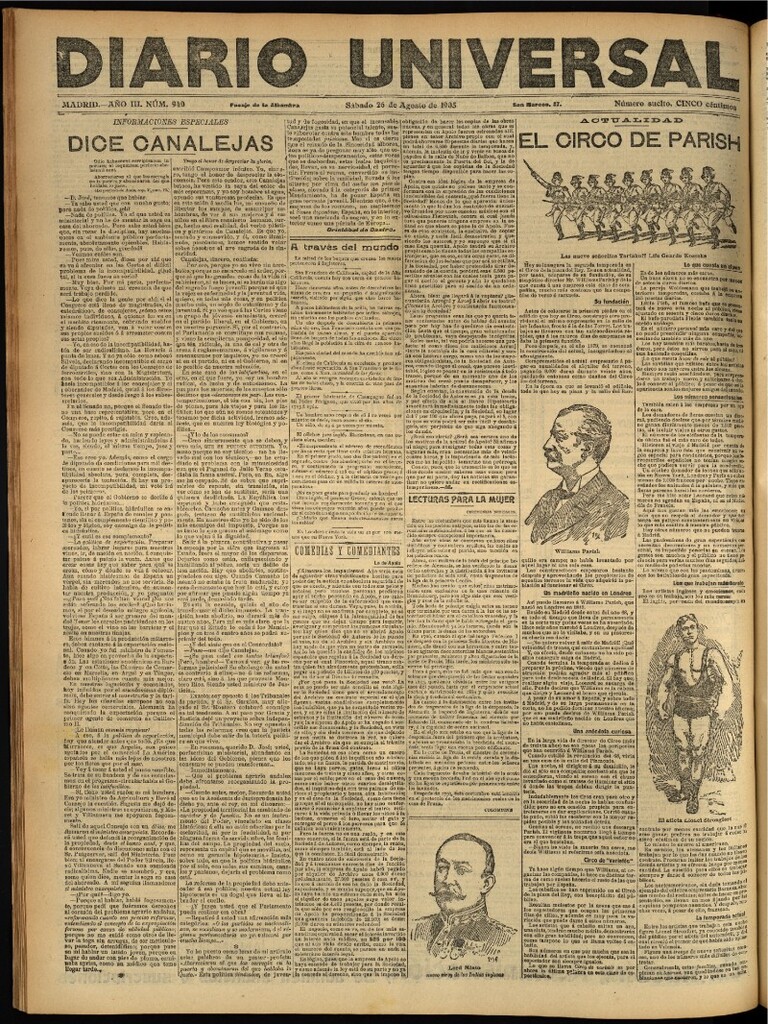Miniatura de Diario Universal del 26 de agosto de 1905, edición de noche