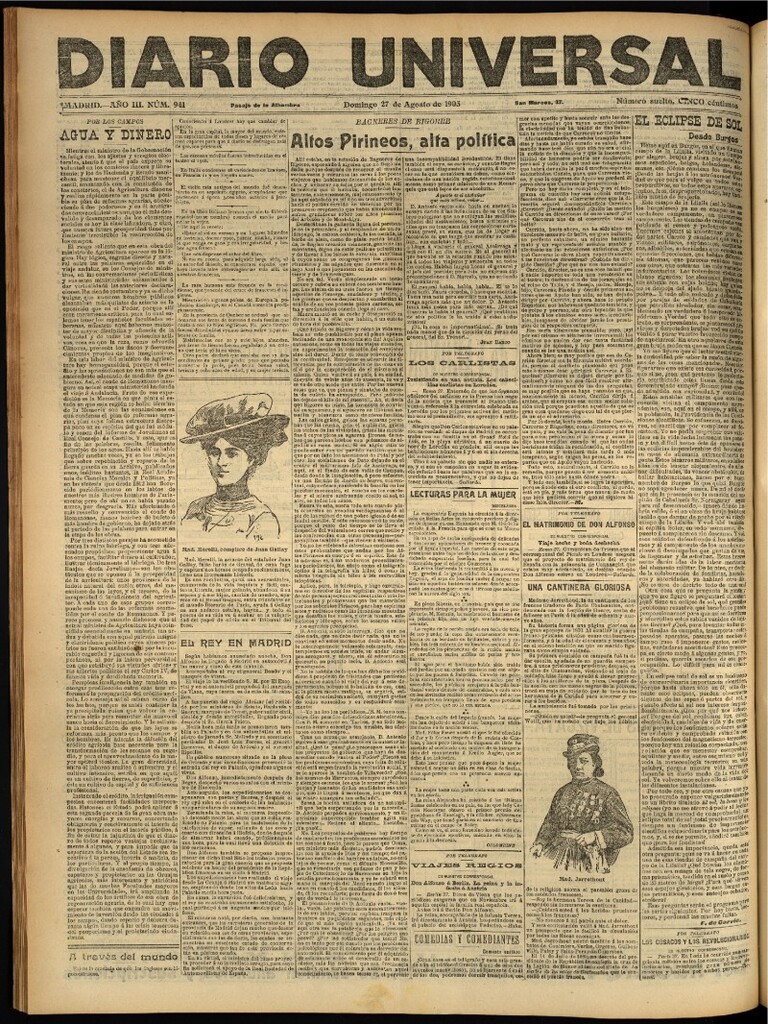 Miniatura de Diario Universal del 27 de agosto de 1905, edición de noche