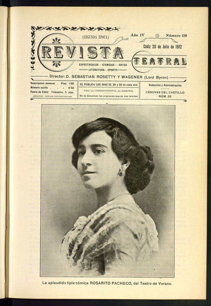 Miniatura de Revista Teatral, Literaria, Científica, de Bellas Artes y Espectáculos. Segunda época. Nº 110