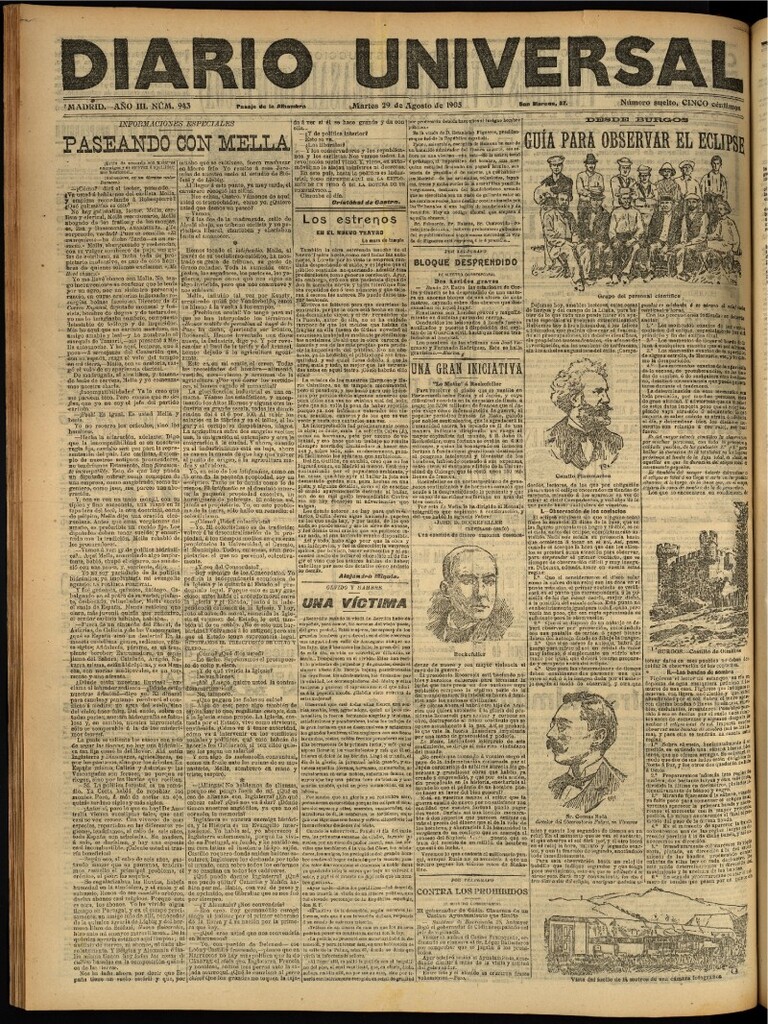 Miniatura de Diario Universal del 29 de agosto de 1905, edición de noche