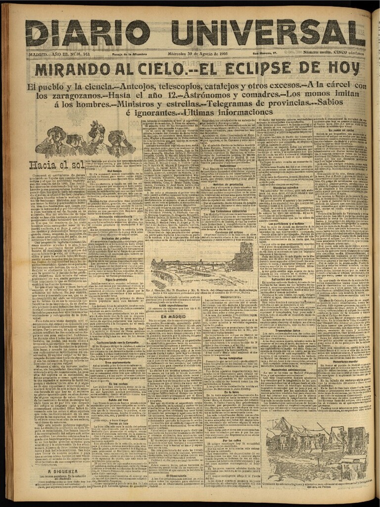 Miniatura de Diario Universal del 30 de agosto de 1905, edición de noche