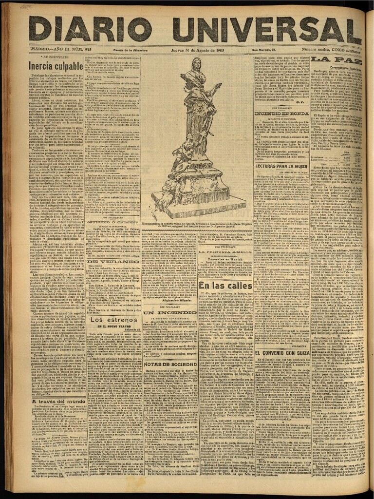 Miniatura de Diario Universal del 31 de agosto de 1905, edición de noche