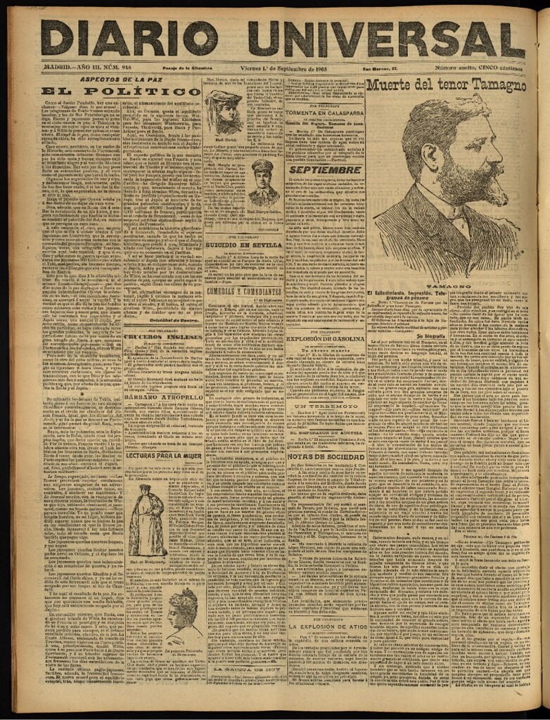 Miniatura de Diario Universal del 1 de septiembre de 1905, edición de tarde