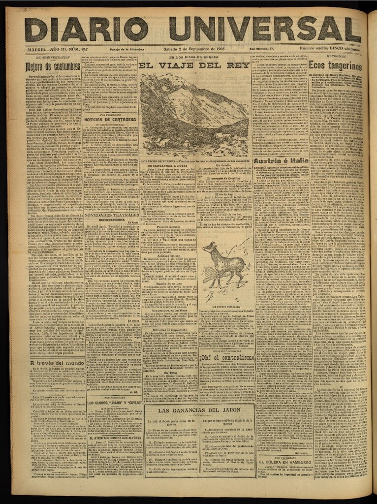 Miniatura de Diario Universal del 2 de septiembre de 1905, edición de noche