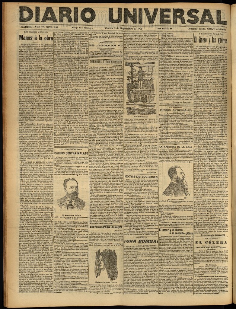 Miniatura de Diario Universal del 5 de septiembre de 1905, edición de tarde