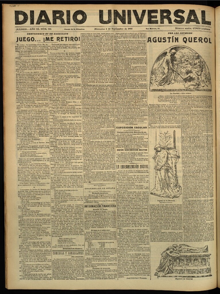 Miniatura de Diario Universal del 6 de septiembre de 1905, edición de noche