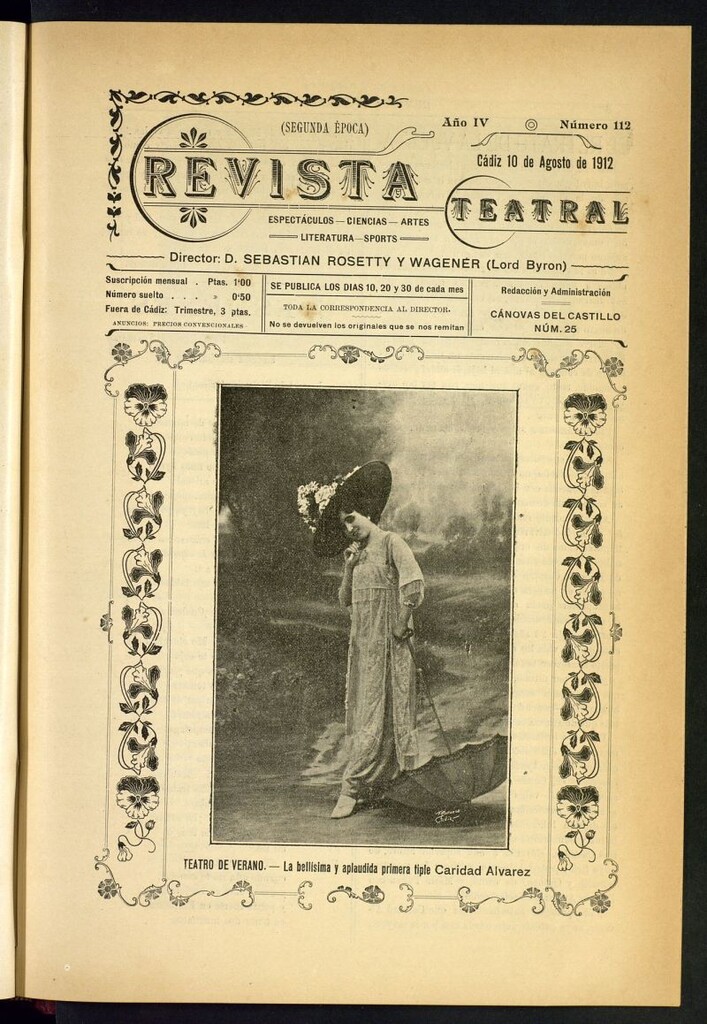 Miniatura de Revista Teatral, Literaria, Científica, de Bellas Artes y Espectáculos. Segunda época. Nº 112