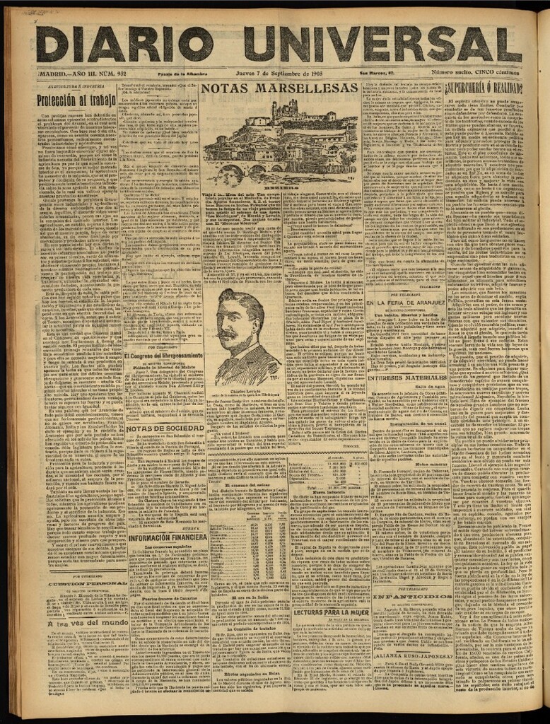 Miniatura de Diario Universal del 7 de septiembre de 1905, edición de tarde