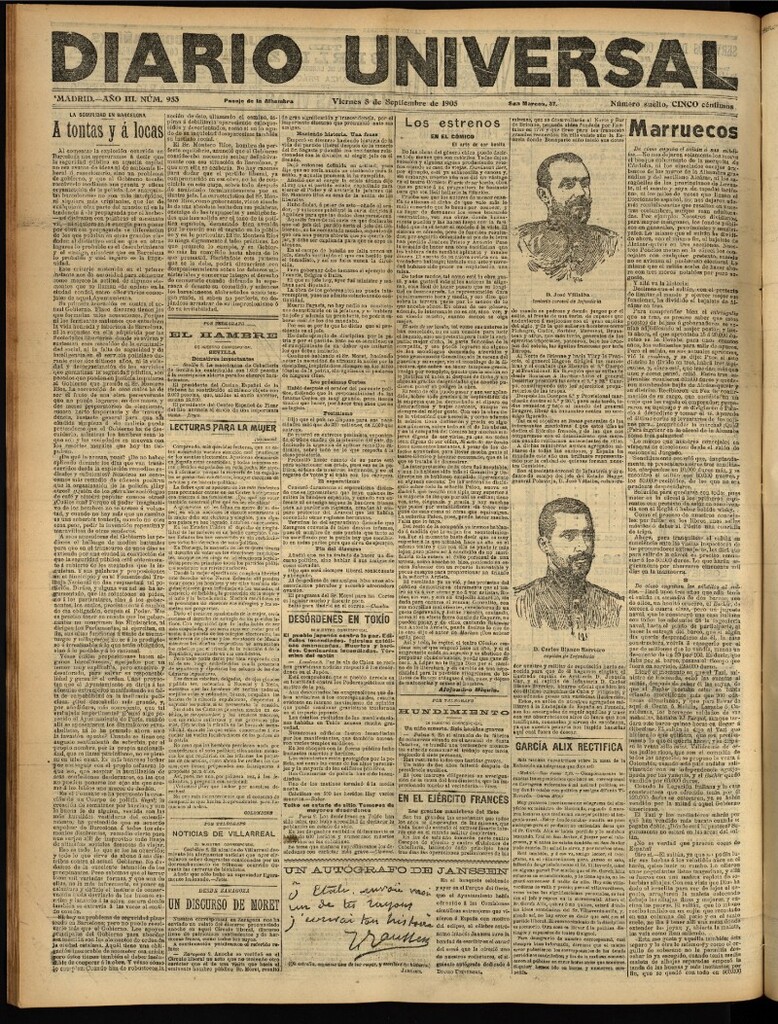 Miniatura de Diario Universal del 8 de septiembre de 1905, edición de tarde