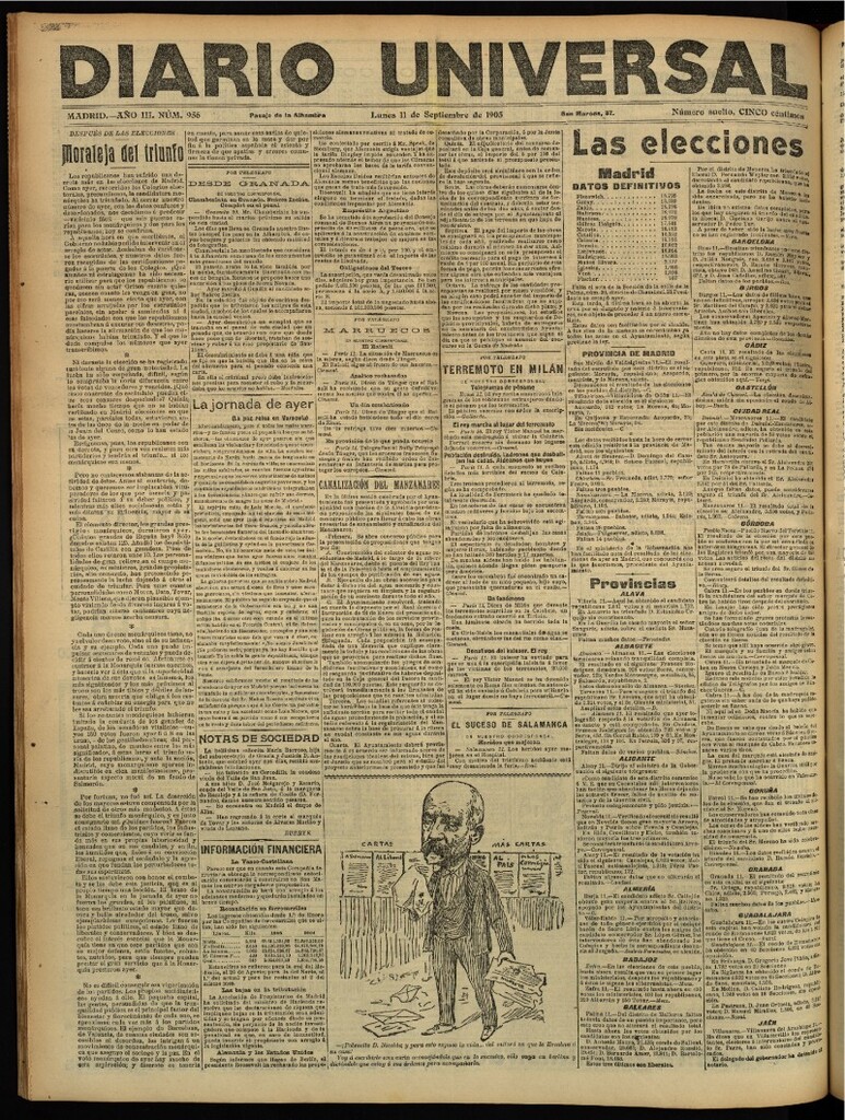 Miniatura de Diario Universal del 11 de septiembre de 1905, edición de noche