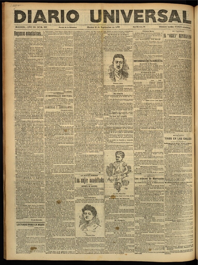 Miniatura de Diario Universal del 12 de septiembre de 1905, edición de noche